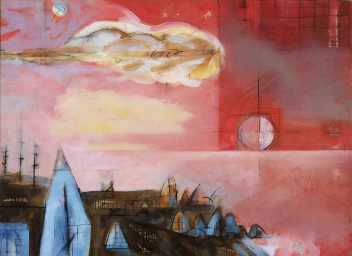 Troposphere No. 7—Vermilion Sky, oil on canvas, 48 x 66 inches (122 x 168 cm)